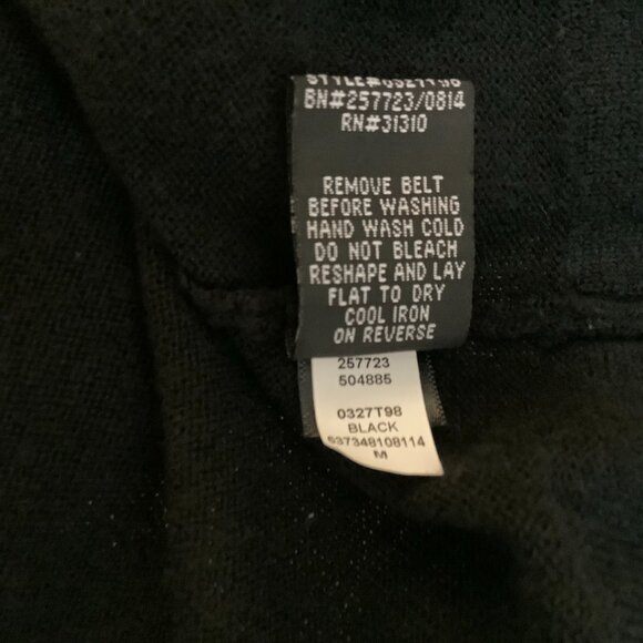 Black Sweater Feel Acrylic Dress Cowl Neck Long Sleeve Fitted Waist Sz Medium - Picture 11 of 11